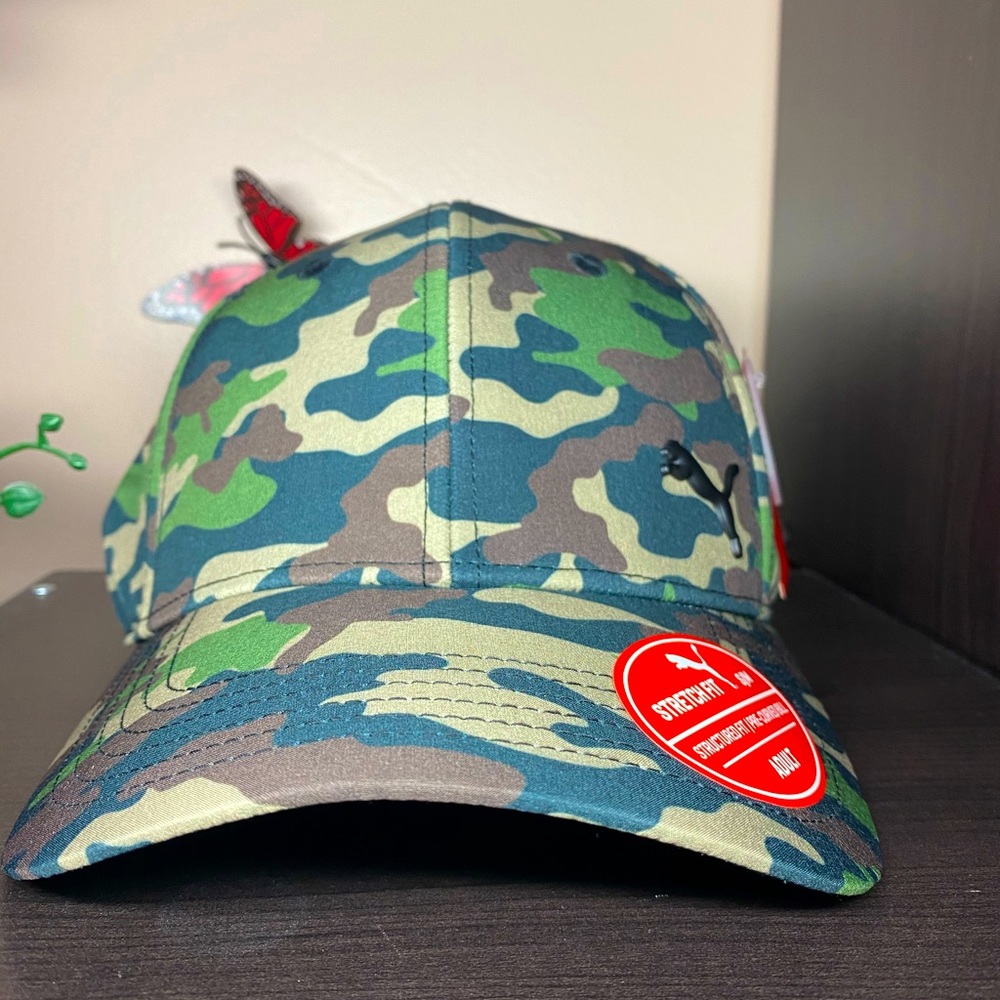 PUMA ADULT HAT S/M 
GREEN BROWN CAMOUFLAGE NWT